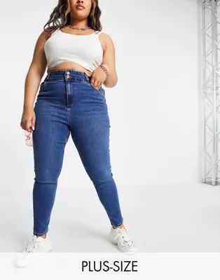 New Look Curve high waist lift and shape skinny jeans in blue | ASOS | ASOS (Global)