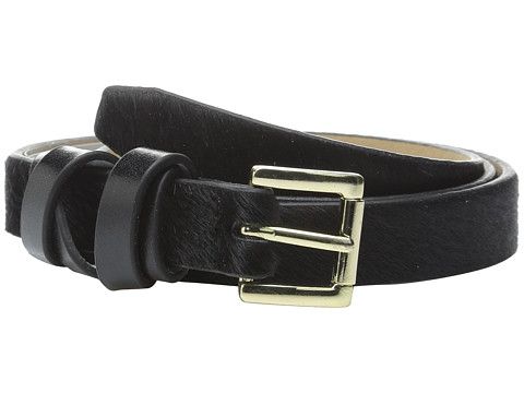 Vince Camuto - 20mm Haircalf Belt with Smooth Wrapped Loop (Black/Gold) Women's Belts | 6pm