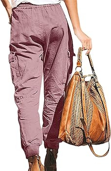 Avanova Women's Cargo Pants with Pockets Casual Loose Drawstring Waist Long Pants | Amazon (US)