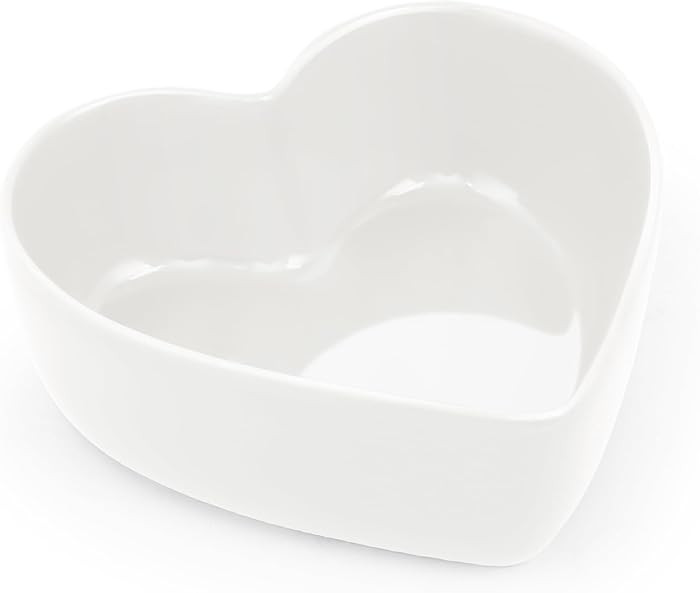 Heart Shaped Bowl 5.5" - White Ceramic Candy Bowl for Valentine's Day, Snacks, Desserts & Ice Cre... | Amazon (US)