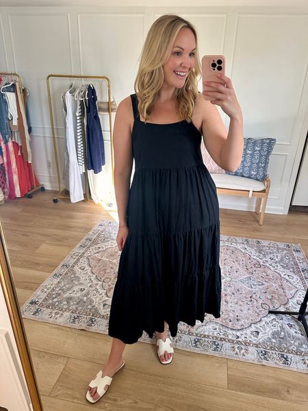 This black tiered maxi is a closet staple for me! Dress it up or down! Work dress - vacation - spring dress - maternity 

#LTKworkwear #LTKmidsize #LTKstyletip