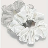 The White Company Silk Sleep Scrunchies - Set of 2, Pale Grey, Size: One Size | The White Company (UK)