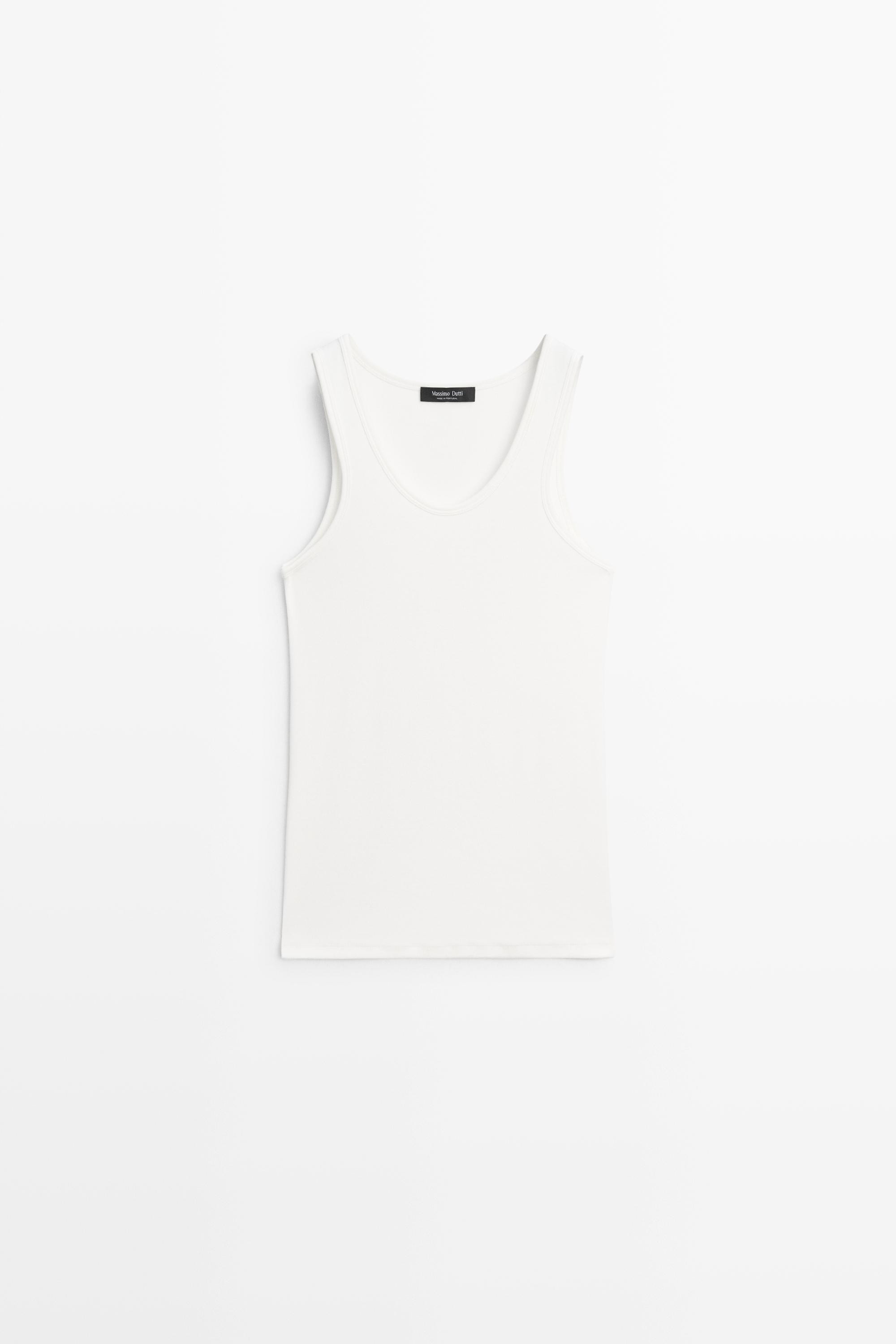 Cotton blend crew neck T-shirt | Massimo Dutti US