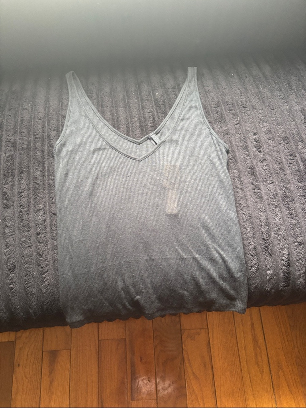 SKIMS Sheer Cotton Rib V Neck Tank \u2022 NWT \u2022 Never Worn \u2022 Soot (Black) \u2022 Small | Poshmark