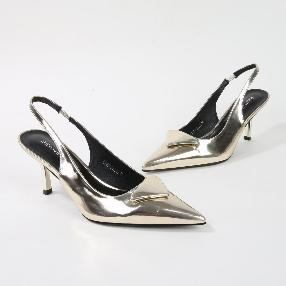 Berness Women's Chevelle Pointed-Toe Slingback Heels with Triangle Embellishment | Target