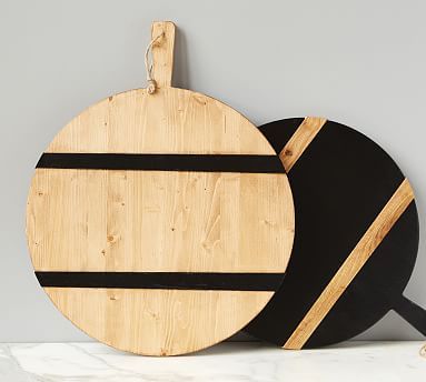 Black Striped Reclaimed Pine Wood Pizza Paddle | Pottery Barn | Pottery Barn (US)
