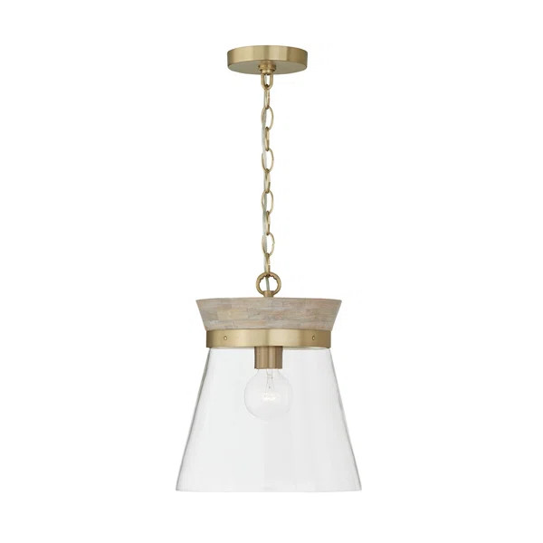 Finn 1 - Light White Wash/Matte Brass Bell Pendant | Wayfair North America