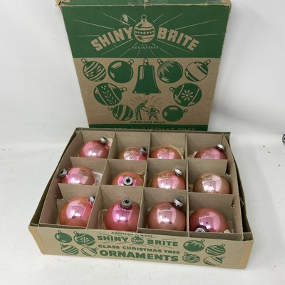 Vintage Shiny Brite Pink Ball Christmas Tree Ornaments Lot 12 Boxed 2.5” | eBay US
