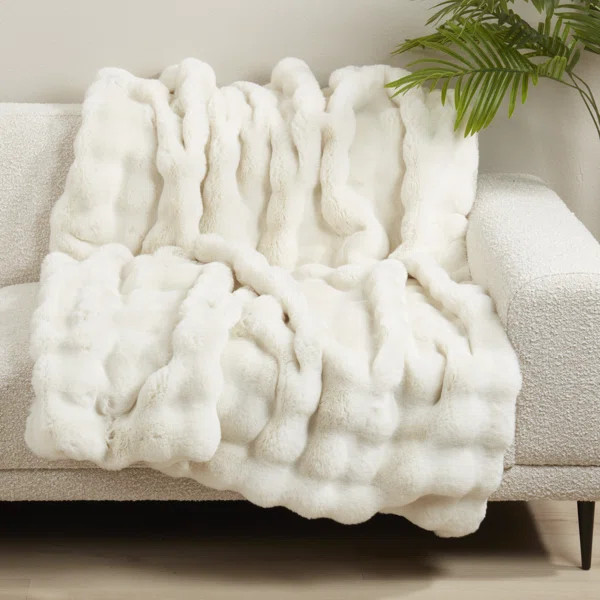 BELLEBED Throw Blanket for Couch,Faux Fur,Fluffy Cozy Soft Plush Luxury Thick Fuzzy Fleece Blanke... | Wayfair North America
