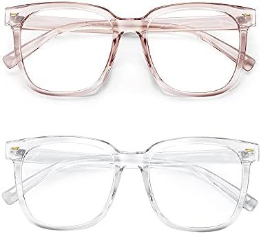 PANNER 2Pack Oversized Blue Light Blocking Glasses for Women Men Square Computer Eyeglasses Reduce E | Amazon (US)