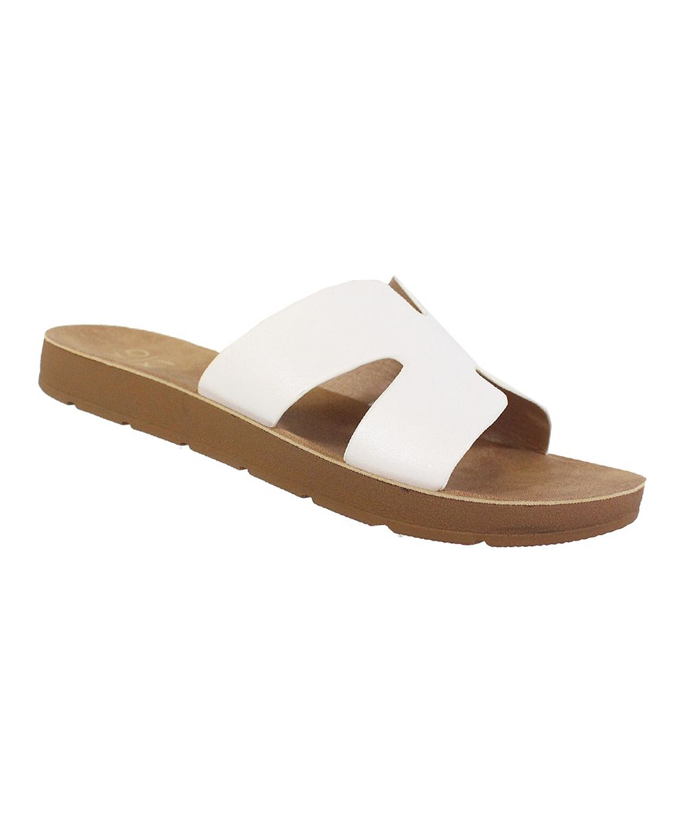 Yoki Women's Sandals WHITE - White H-Strap Slide - Women | Zulily