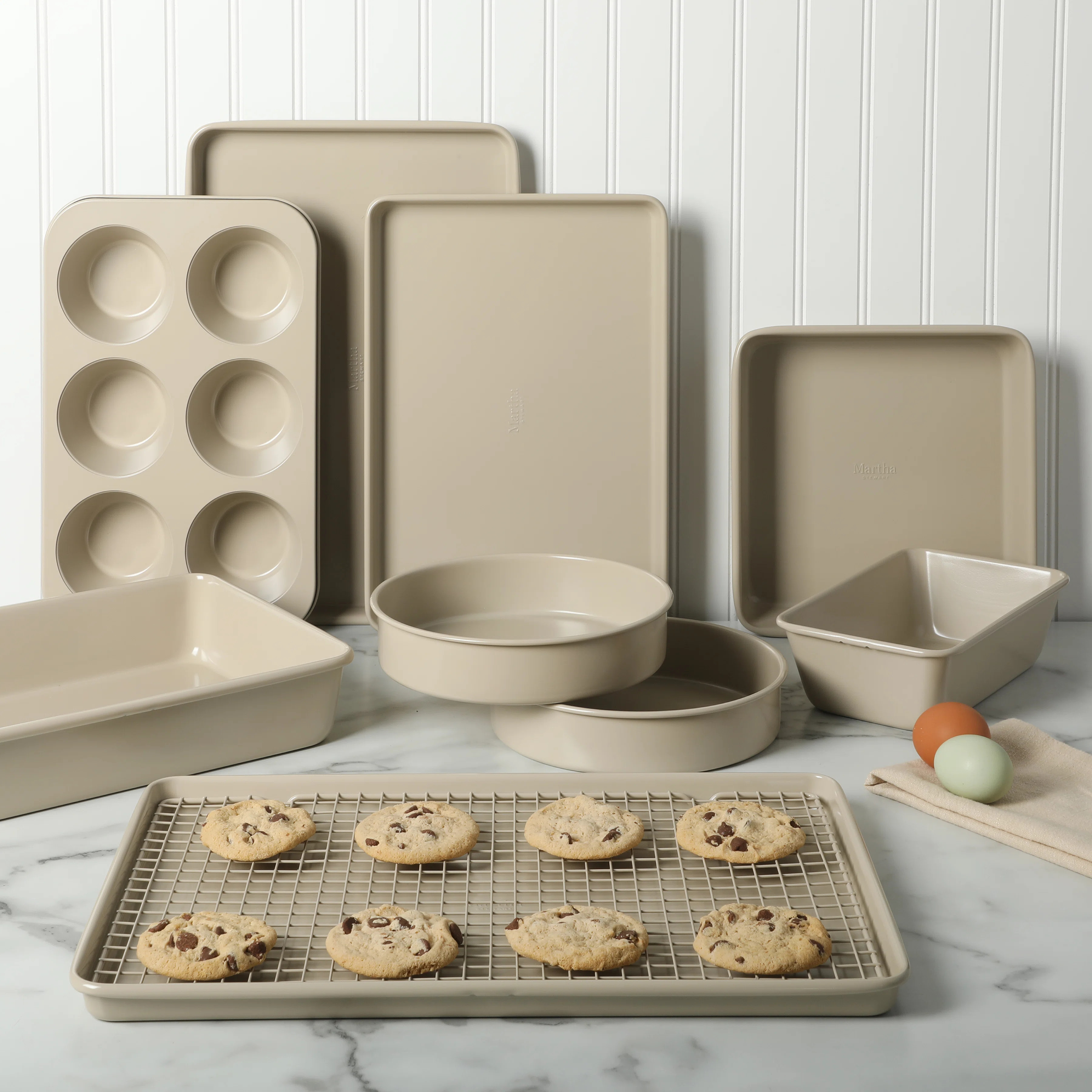 Martha Stewart Gallen 10 Piece Baking Pans Ceramic PFA Free Non-Toxic Non-Stick Bakeware Set | Wayfair North America