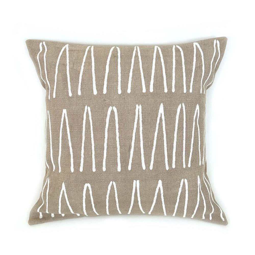 Sadza Batik Pillows, Lines, Taupe + White | West Elm (US)