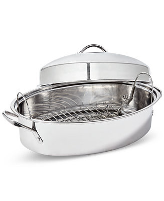 The Cellar Stainless Steel 8-Qt Covered Oval Roaster with Rack, Exclusively at Macy’s - Macy's | Macy's