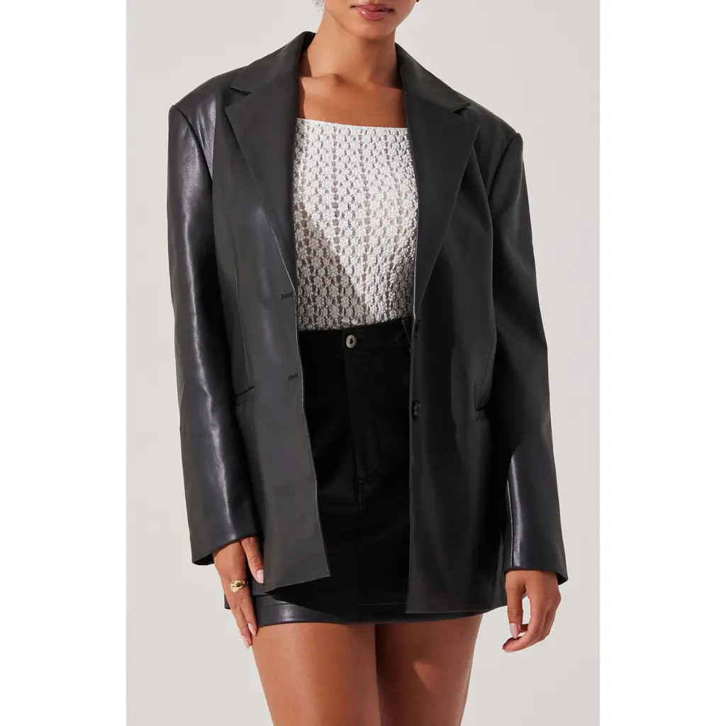 ASTR the Label Ezra Faux Leather Blazer in Black at Nordstrom Rack, Size Medium | Nordstrom Rack