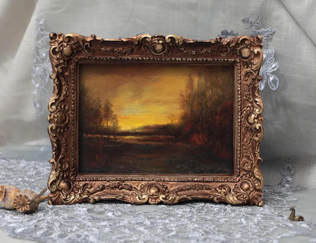 Original Summer Sunset Oil Painting: Antiqued Gilt Frame, Tonalism Landscape Art, NOT A PRINT - E... | Etsy (US)
