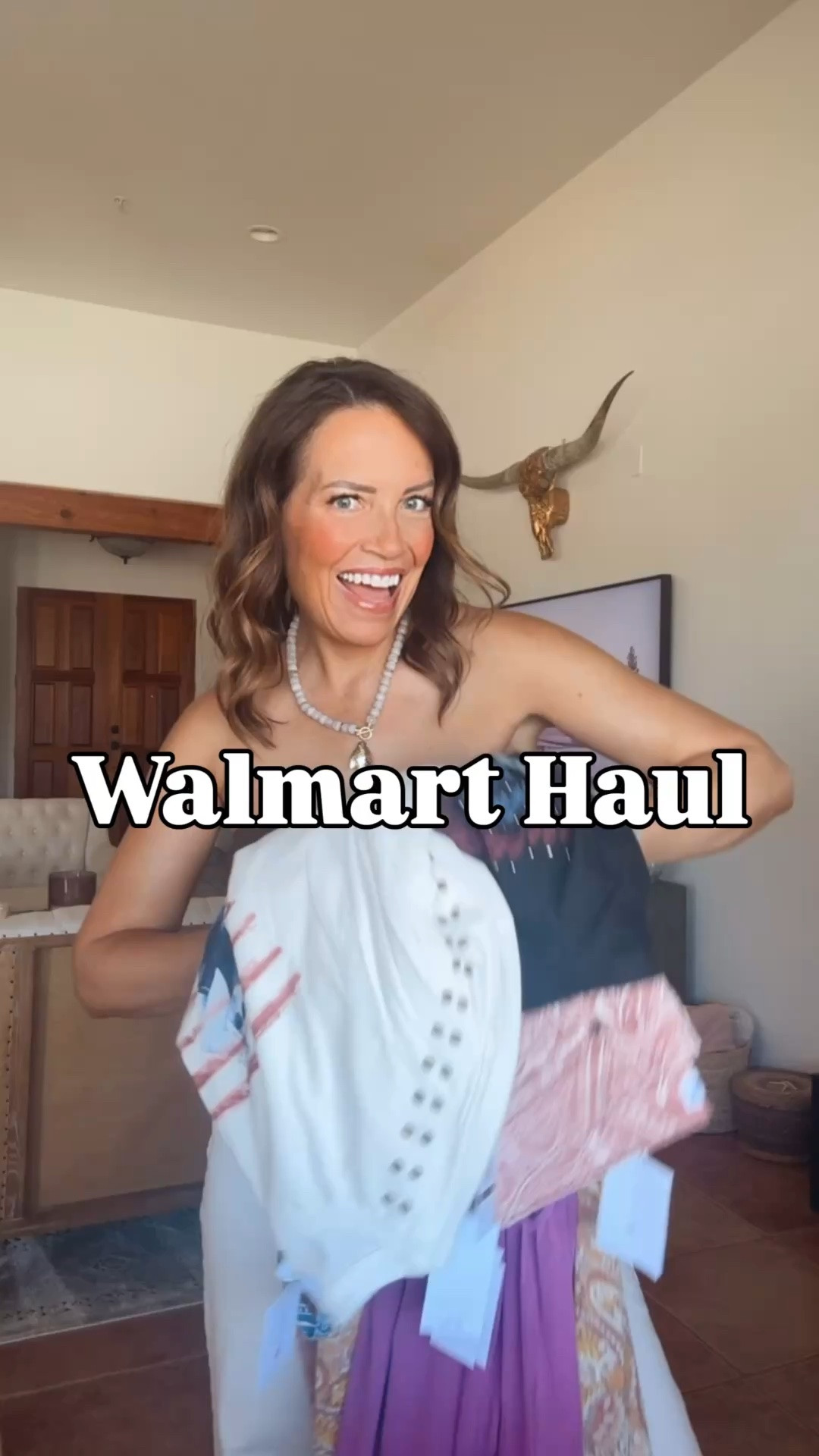 New at Walmart this week! Pieces I am absolutely loving!￼

M in brown top//M in pink top//2 in white denim//S in both graphic tees//S in dresses//4 in paisley barrel jeans//S in jumper