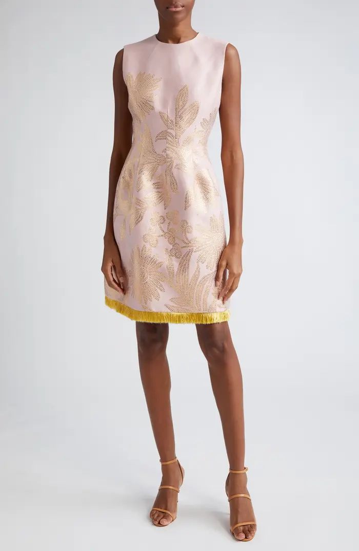 Lela Rose Embroidered Fringe Sleeveless Dress | Nordstrom | Nordstrom