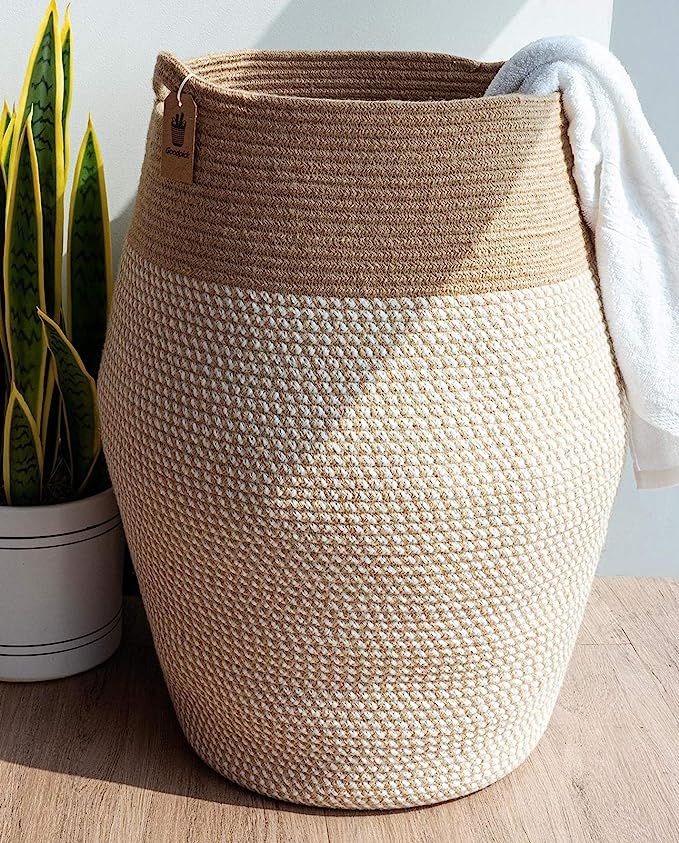 Goodpick Tall Laundry Hamper | Woven Jute Rope Dirty Clothes Hamper Modern Hamper Basket Large in... | Amazon (US)