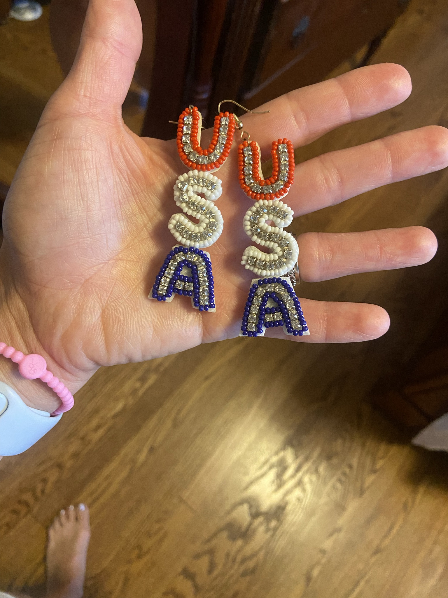 Fourth of July - these earrings are lightweight and come in other designs 