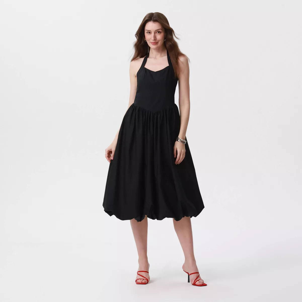 Women's Bubble Midi A-Line Dress - A New Day™ Black XS | Target