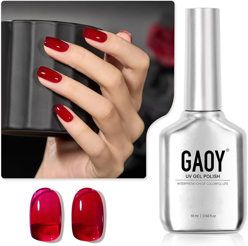 GAOY Sheer Red Gel Nail Polish,16ml Soak Off Jelly Gel Polish, Translucent Color UV Light Cure fo... | Amazon (US)