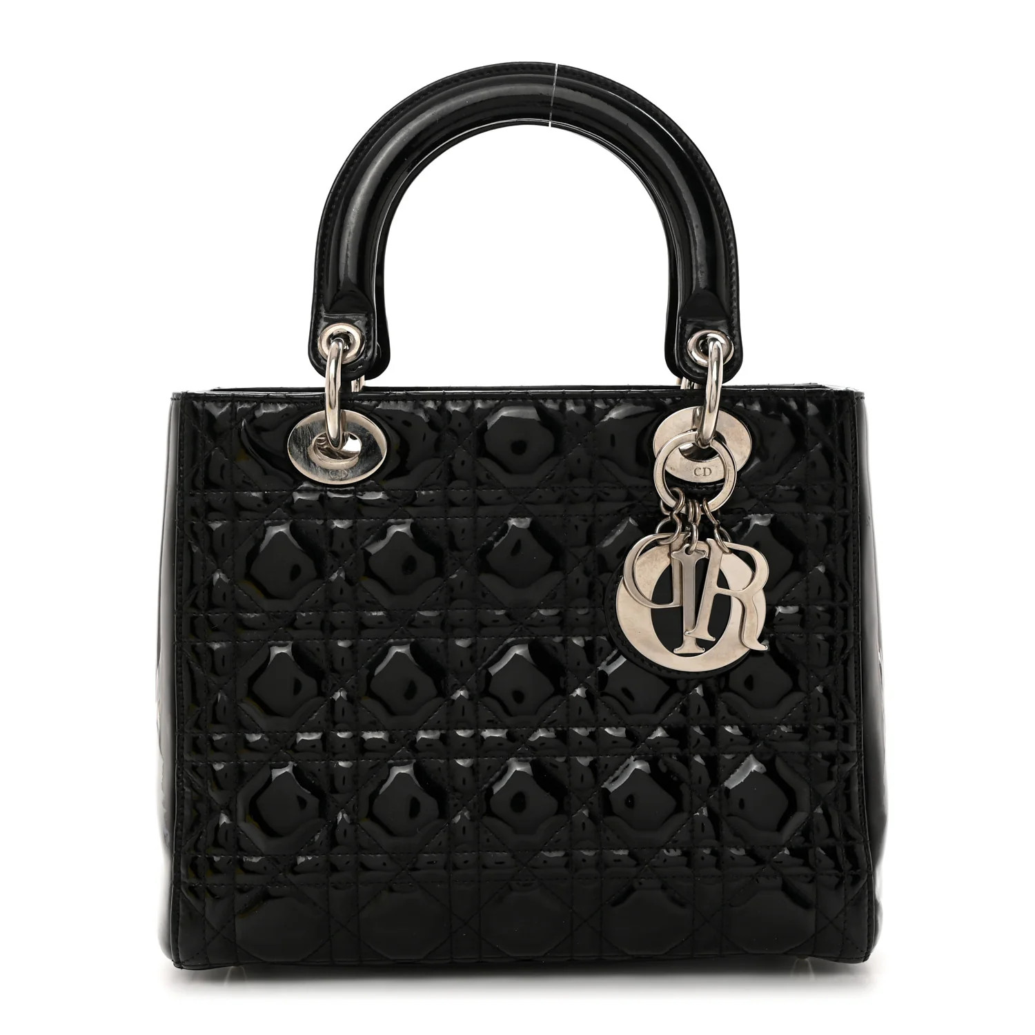 CHRISTIAN DIOR Patent Cannage Medium Lady Dior Black | FASHIONPHILE | FASHIONPHILE (US)