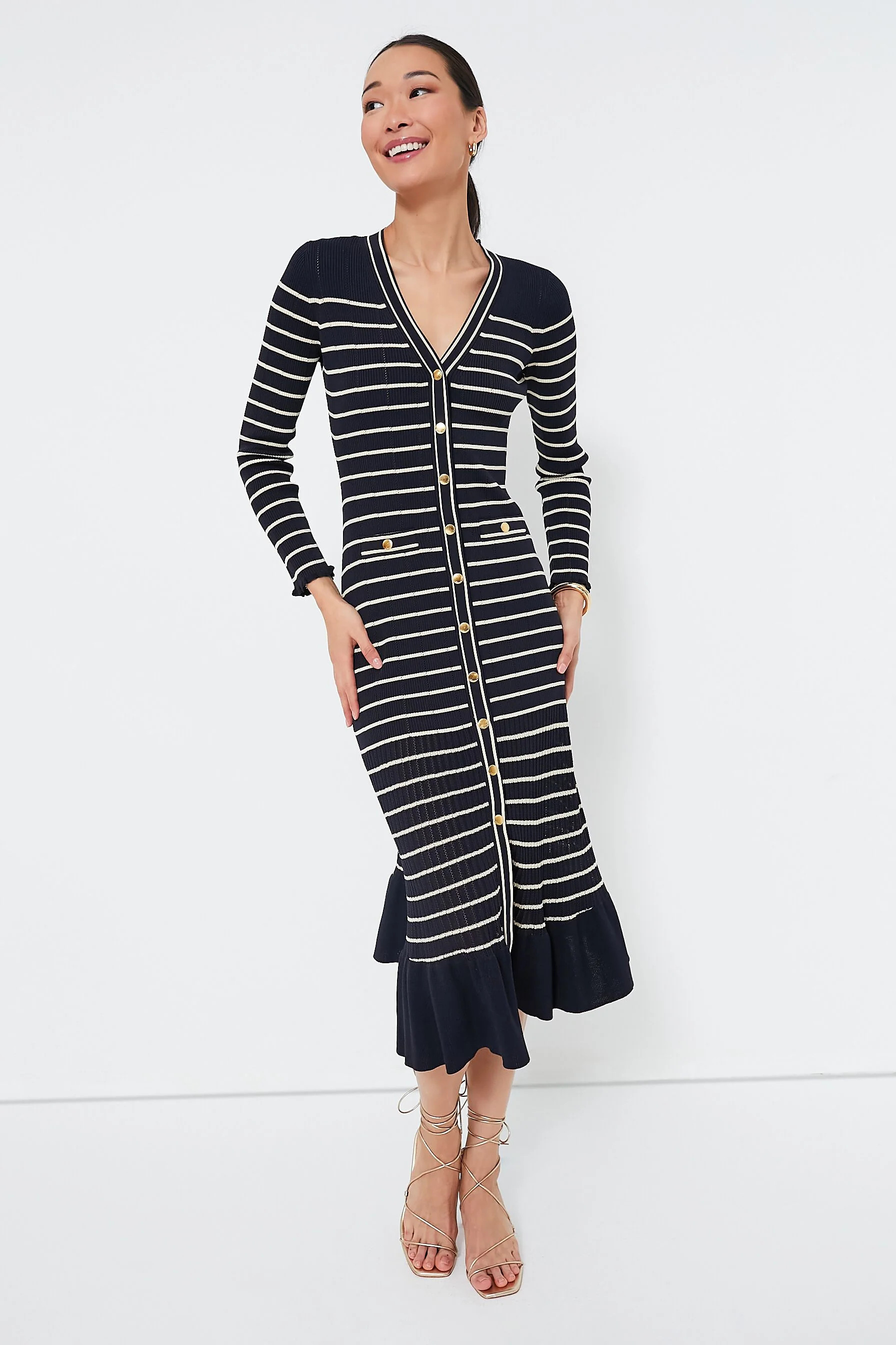 Navy Stripe Marina Midi Dress | Tuckernuck (US)