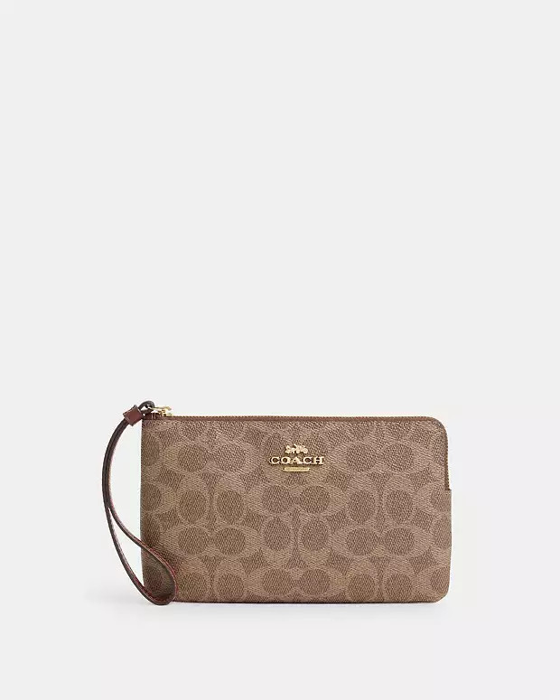 Large Corner Zip Wristlet In Signature Canvas | Coach (UK)