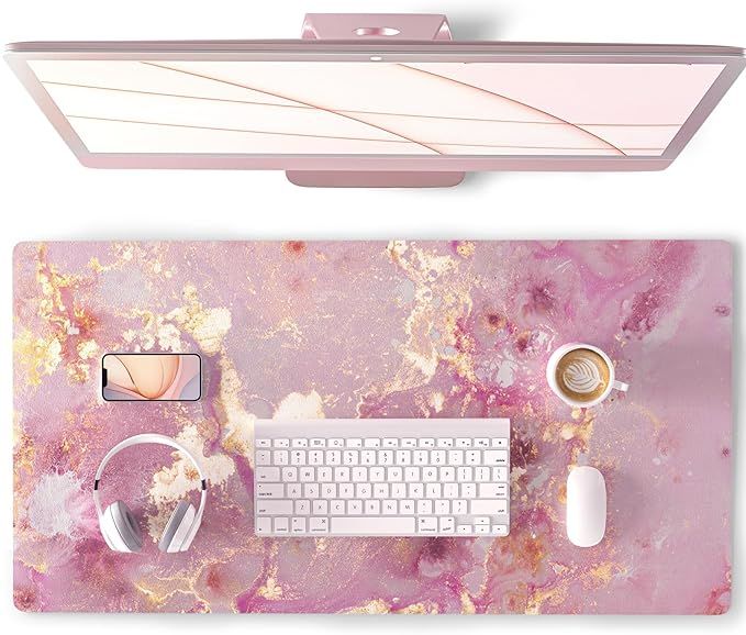 QIYI Large Mouse Pad, Cute Pink Desk Mat for Desktop, Women Girls PU Leather Waterproof Gaming Mo... | Amazon (CA)