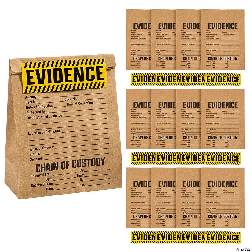 6 1/2" x 9" Detective Mystery Party Evidence Favor Bags with Sticker - 12 Pc. | Oriental Trading Company