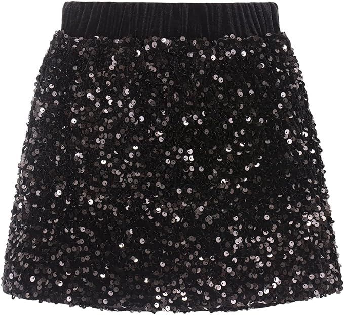 WELAKEN Sparkly Sequin Skirt for Girls Toddler & Kids II Little Girl's Elastic Waistband Skirts | Amazon (US)