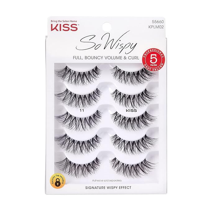 KISS So Wispy False Eyelashes Multipack #11, Full Bouncy Volume & Curl, Signature Wispy Effect, Q... | Amazon (US)