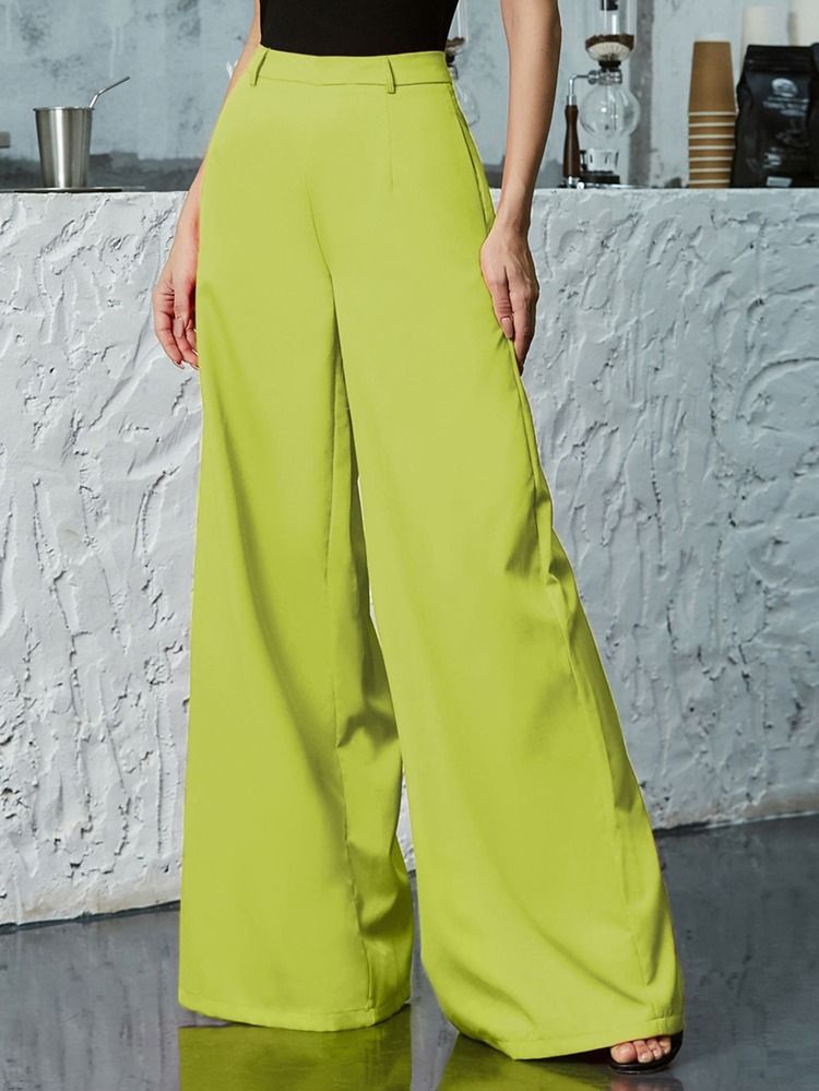 Double Crazy Zip Back Wide Leg Pants | SHEIN