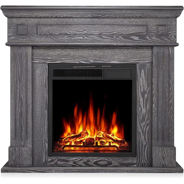 Esthela Electric Fireplace With Wooden Firebox | Wayfair North America