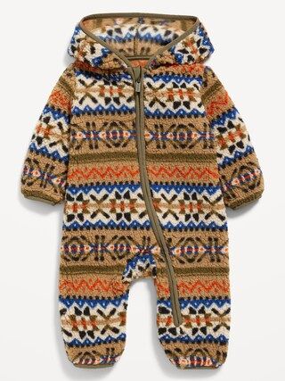 Cozy Unisex Printed Sherpa Hooded One-Piece for Baby | Old Navy (CA)