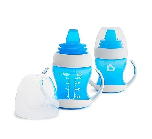 Munchkin 2 Piece Gentle Transition Trainer Cup, 4 Ounce, Blue | Amazon (US)