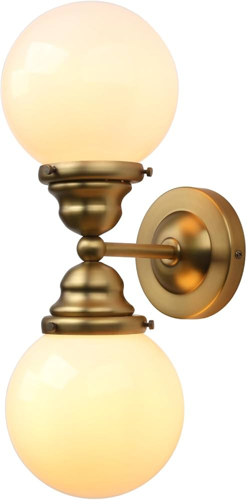 Pathson Milk White Glass Wall Sconces Lighting, 2 Lights Industrial Wall Vanity Light Fixtures Br... | Amazon (US)