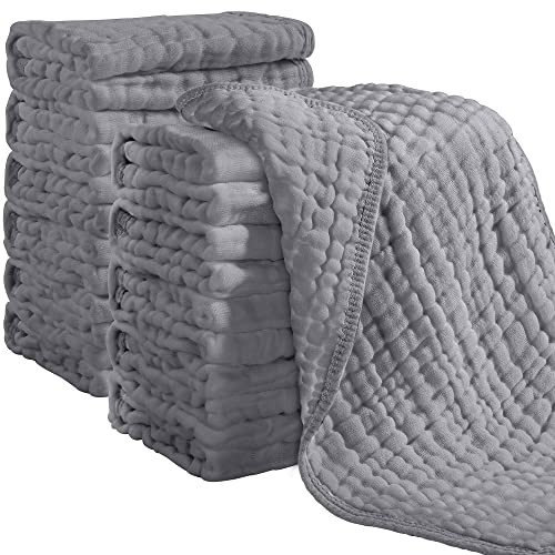 Looxii Muslin Burp Cloths 100% Cotton Muslin Cloths 12 Pack Large 20''x10'' Extra Soft and Absorbent Baby Burping Cloth for Boys and Girls (Grey) | Amazon (US)