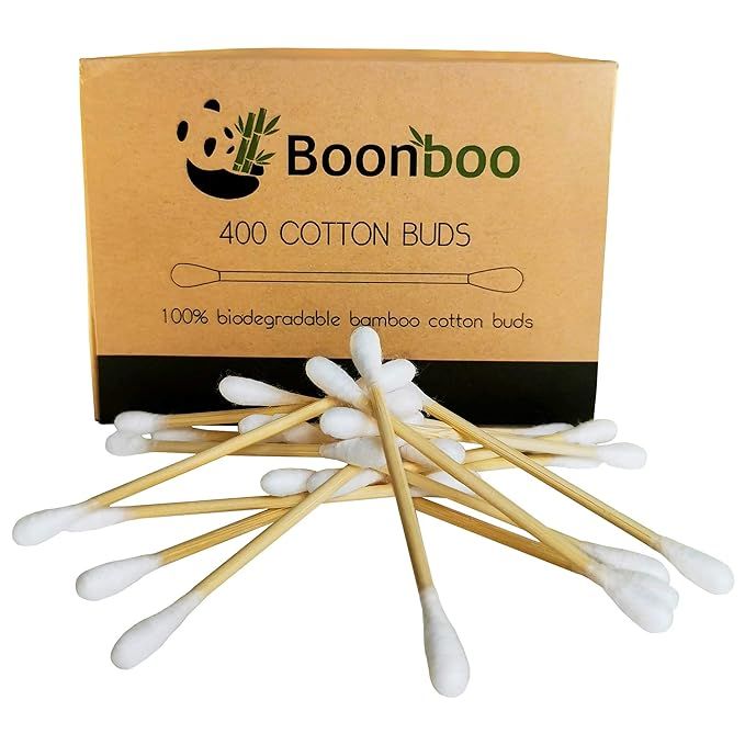 Boonboo Cotton Swabs | 400 Count Bamboo Cotton Buds | Plastic-Free | Biodegradable & Sustainable | Amazon (US)