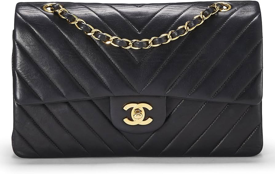 Amazon.com: Chanel, Pre-Loved Black Chevron Lambskin Classic Double Flap Medium, Black : Luxury S... | Amazon (US)