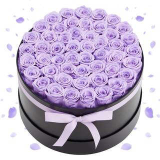 Forever Flowers, 50 Preserved Roses in a Box, Eternal Flowers Immortal Bouquet Birthday Present, Lavender Purple | The Home Depot