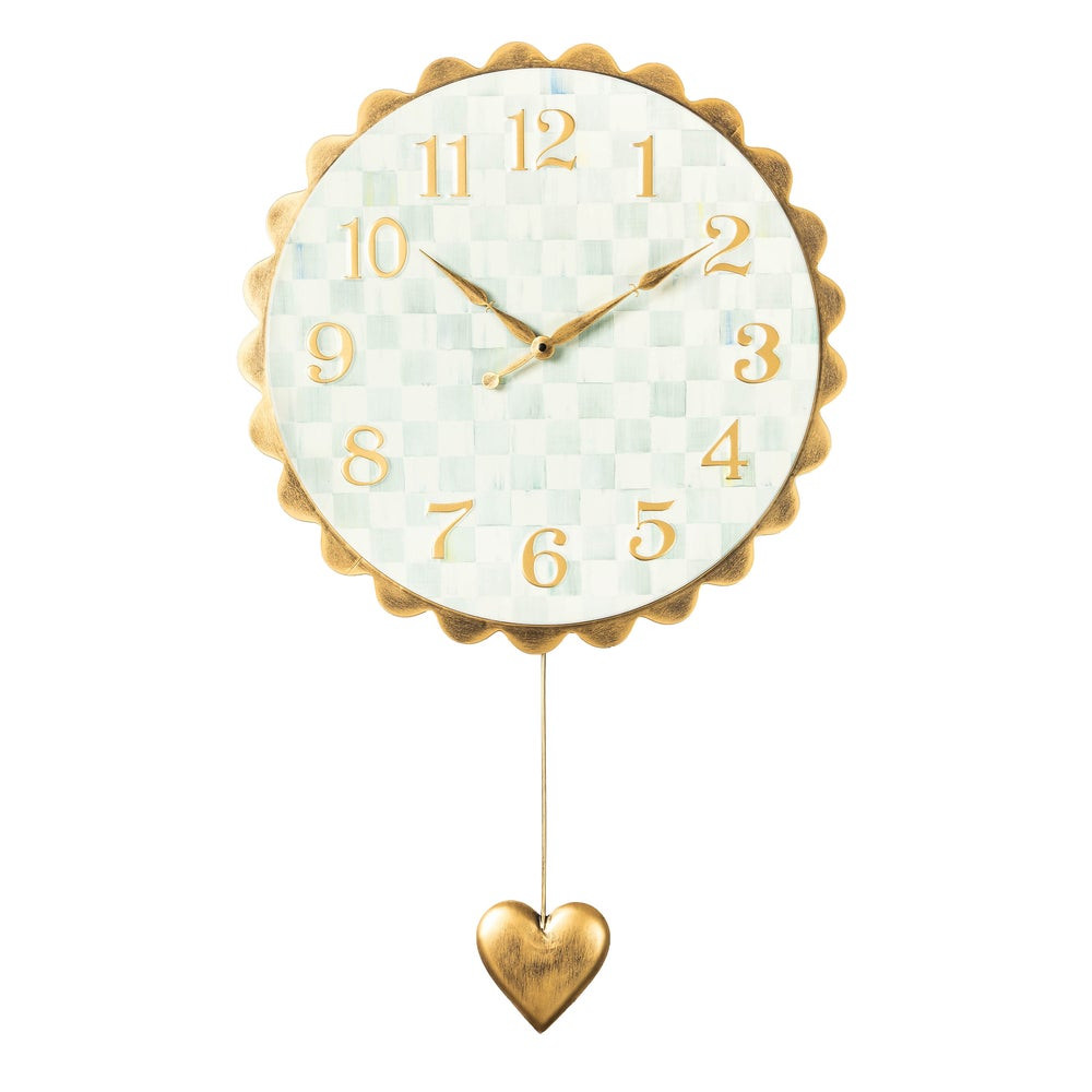 Sterling Check Heart Pendant Wall Clock | MacKenzie-Childs