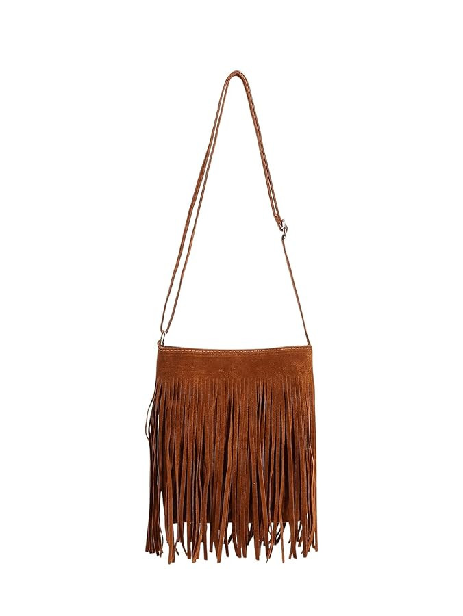 Floerns Women's Fringe Faux Suede Crossbody Bag Tassel Bucket Bag Western Shoulder Bags | Amazon (US)