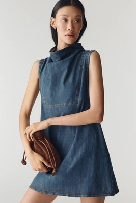 Pilcro Sleeveless Mock-Neck Denim Mini Dress | Anthropologie (US)