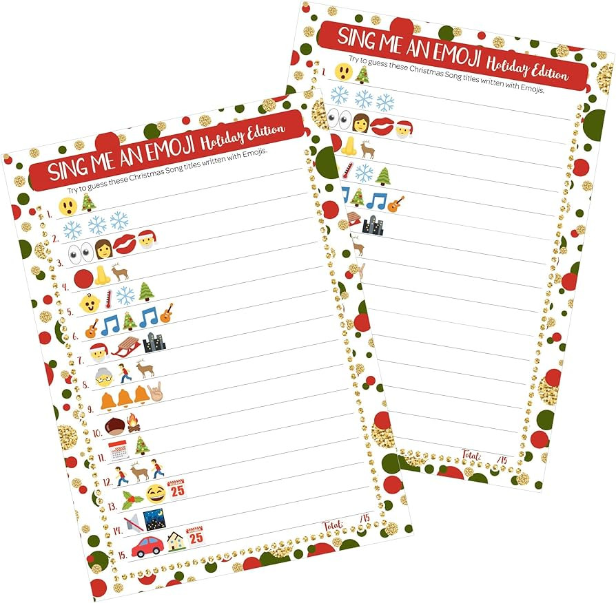 DISTINCTIVS Christmas Emoji Game, Sing Me an Emoji Christmas Party Game - 25 Count | Amazon (US)