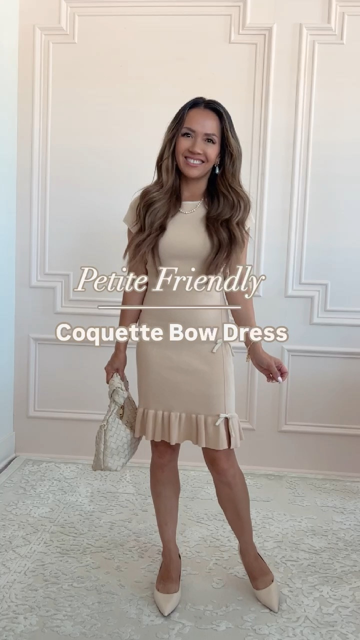 The prettiest coquette bow dress! Under $60, petite friendly and high quality! Wearing size XS 

Perfect length for petites! Not too short.

#LTKFindsUnder100 #LTKVideo #LTKWedding