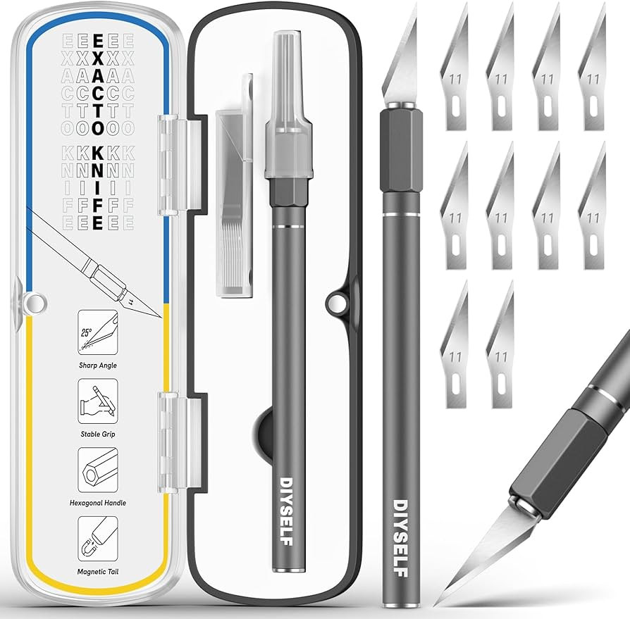 DIYSELF Exacto Knife 12 Pcs Exacto Knife Set with Case Craft Hobby Precision Knife with 11 Blades... | Amazon (US)