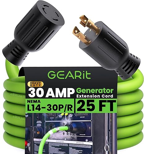 GEARit 30-Amp Generator Extension Cord (25 Feet) 4-Prong 120/250-Volt 7500W, NEMA L14-30P/L L14-3... | Amazon (US)
