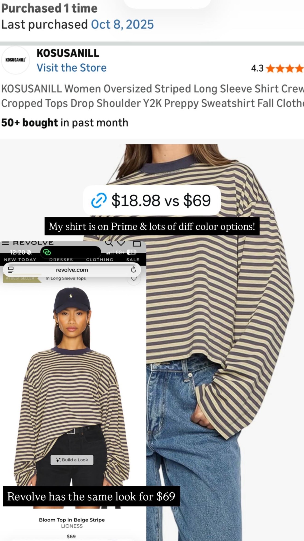 My shirt is on Prime & lots of diff color options! Revolve has the same look for $69
